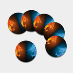 Fire And Ice Dragons Print Leather Coaster Set