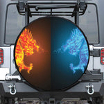 Fire And Ice Dragons Print Leather Spare Tire Cover