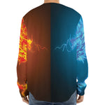 Fire And Ice Dragons Print Long Sleeve Baseball Jersey