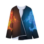 Fire And Ice Dragons Print Long Sleeve Short Coat