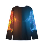 Fire And Ice Dragons Print Long Sleeve Short Coat