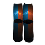 Fire And Ice Dragons Print Long Socks
