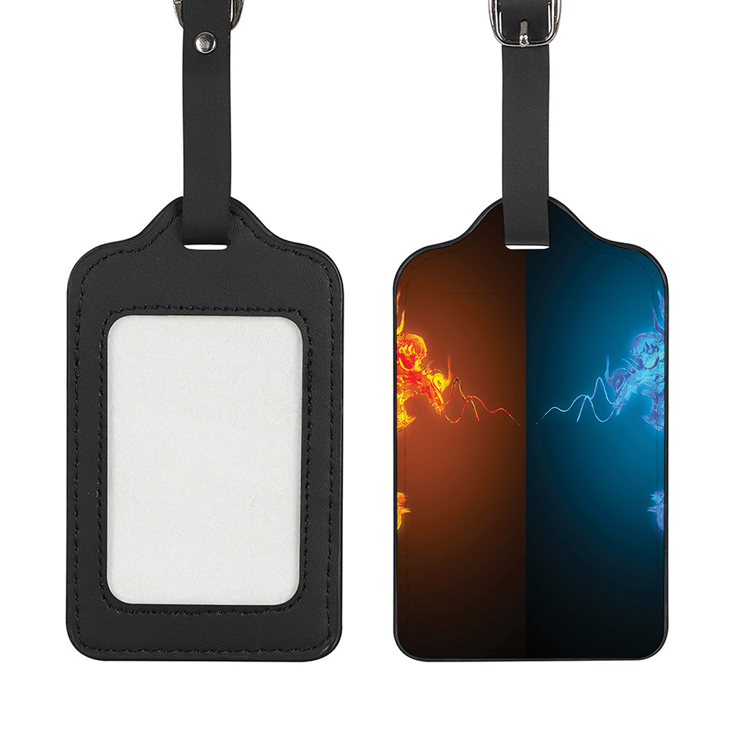 Fire And Ice Dragons Print Luggage Tag