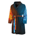 Fire And Ice Dragons Print Men's Bathrobe