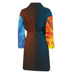 Fire And Ice Dragons Print Men's Bathrobe