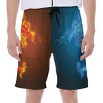 Fire And Ice Dragons Print Men's Beach Shorts