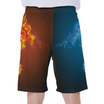 Fire And Ice Dragons Print Men's Beach Shorts