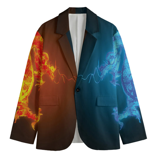 Fire And Ice Dragons Print Men's Blazer
