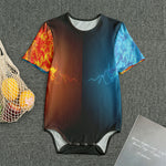 Fire And Ice Dragons Print Men's Bodysuit