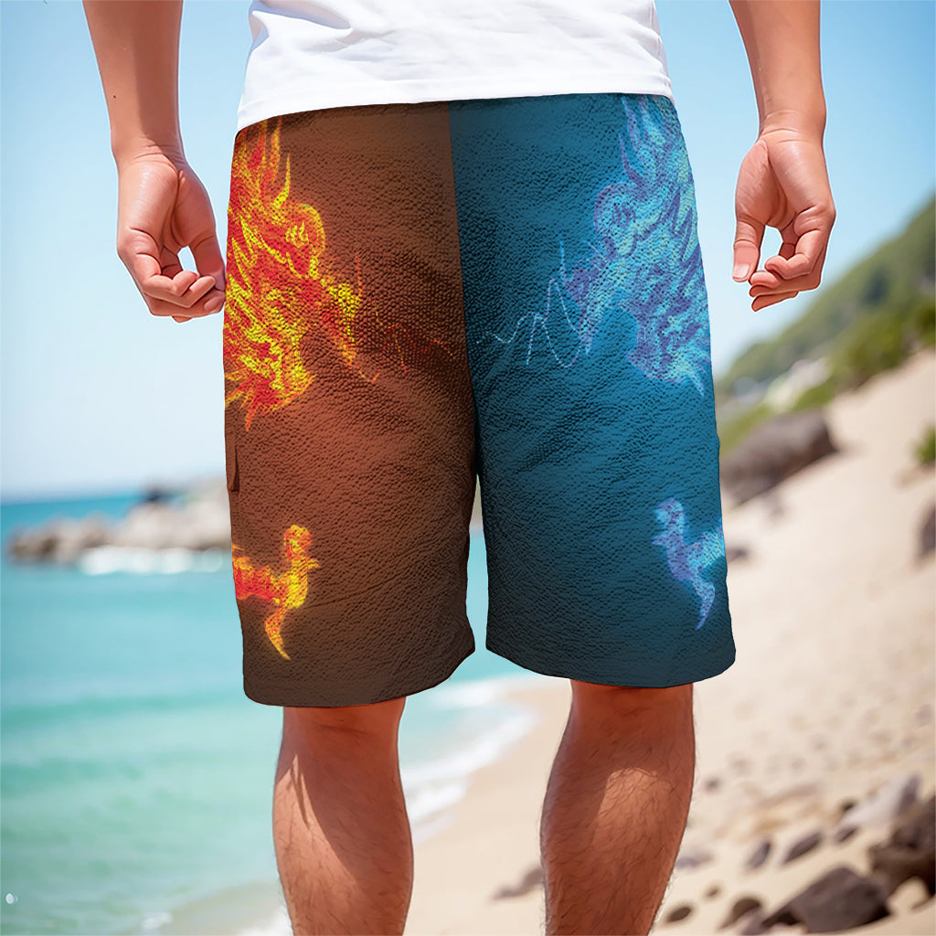 Fire And Ice Dragons Print Men's Cargo Shorts