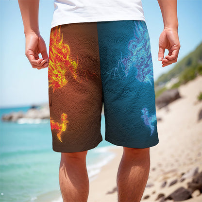 Fire And Ice Dragons Print Men's Cargo Shorts
