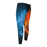 Fire And Ice Dragons Print Men's Compression Pants