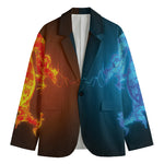 Fire And Ice Dragons Print Men's Cotton Blazer