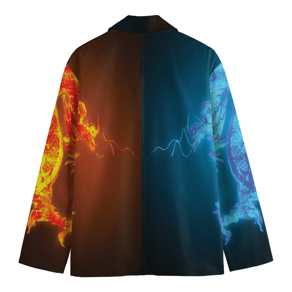 Fire And Ice Dragons Print Men's Cotton Blazer