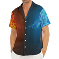 Fire And Ice Dragons Print Men's Deep V-Neck Shirt