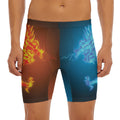 Fire And Ice Dragons Print Men's Long Boxer Briefs
