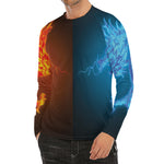Fire And Ice Dragons Print Men's Long Sleeve Rash Guard