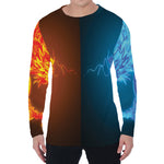 Fire And Ice Dragons Print Men's Long Sleeve T-Shirt