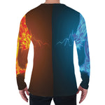 Fire And Ice Dragons Print Men's Long Sleeve T-Shirt
