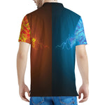 Fire And Ice Dragons Print Men's Polo Shirt