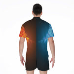 Fire And Ice Dragons Print Men's Rompers