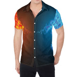 Fire And Ice Dragons Print Men's Shirt