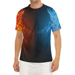 Fire And Ice Dragons Print Men's Short Sleeve Rash Guard