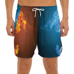 Fire And Ice Dragons Print Men's Split Running Shorts