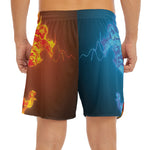 Fire And Ice Dragons Print Men's Split Running Shorts