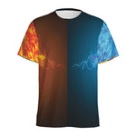 Fire And Ice Dragons Print Men's Sports T-Shirt