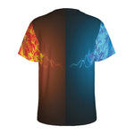 Fire And Ice Dragons Print Men's Sports T-Shirt