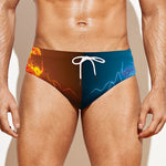 Fire And Ice Dragons Print Men's Swim Briefs