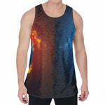 Fire And Ice Dragons Print Men's Velvet Tank Top