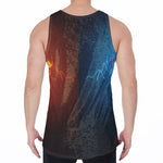 Fire And Ice Dragons Print Men's Velvet Tank Top