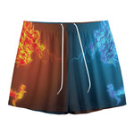 Fire And Ice Dragons Print Mesh Shorts