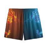 Fire And Ice Dragons Print Mesh Shorts