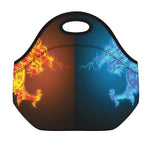 Fire And Ice Dragons Print Neoprene Lunch Bag