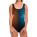 Fire And Ice Dragons Print One Piece Swimsuit