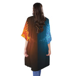 Fire And Ice Dragons Print Open Front Beach Cover Up
