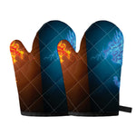 Fire And Ice Dragons Print Oven Mitts