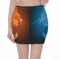 Fire And Ice Dragons Print Pencil Mini Skirt
