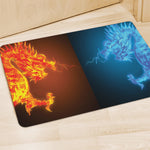 Fire And Ice Dragons Print Polyester Doormat