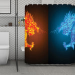 Fire And Ice Dragons Print Polyester Shower Curtain