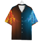 Fire And Ice Dragons Print Rayon Hawaiian Shirt