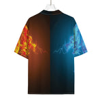 Fire And Ice Dragons Print Rayon Hawaiian Shirt