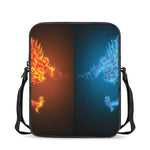 Fire And Ice Dragons Print Rectangular Crossbody Bag