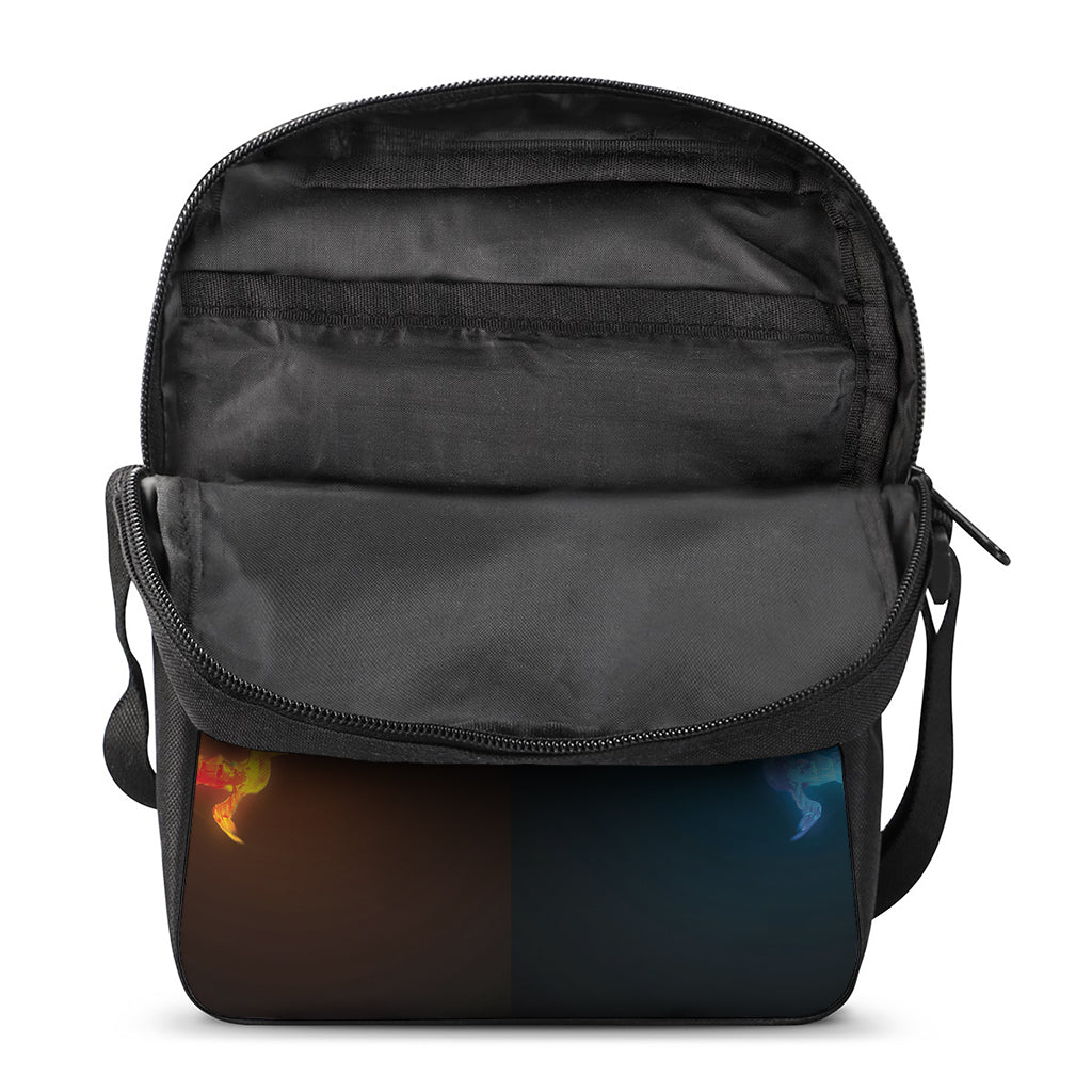 Fire And Ice Dragons Print Rectangular Crossbody Bag