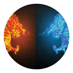 Fire And Ice Dragons Print Round Blanket