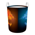 Fire And Ice Dragons Print Round Laundry Basket