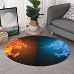 Fire And Ice Dragons Print Round Rug